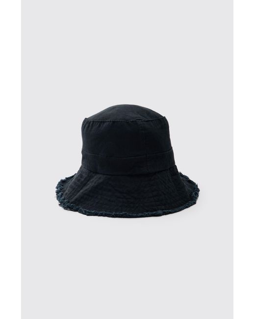 BoohooMAN Black Bucket Hat With Drawstring for men