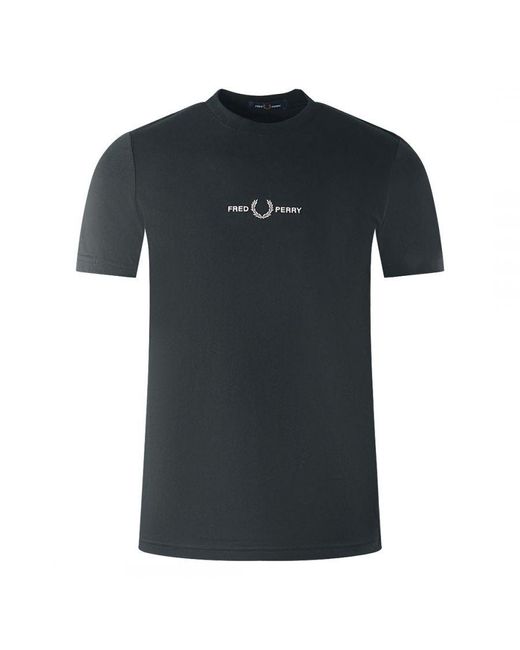 Fred Perry Black Embroidered Brand Logo T-Shirt for men