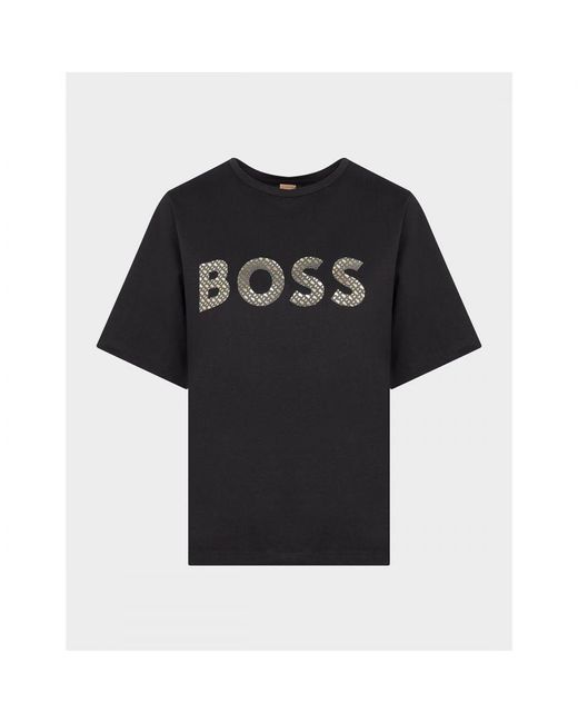 Boss Black Womenss Monogram Logo Print T-Shirt