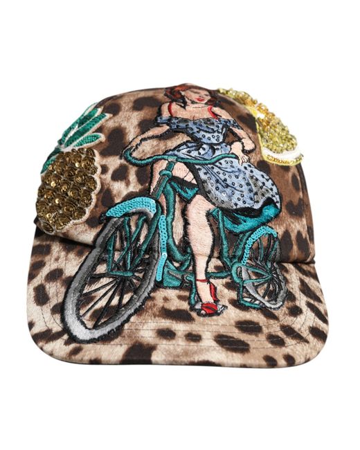 Dolce & Gabbana Natural Leopard Print Bicycle Cap