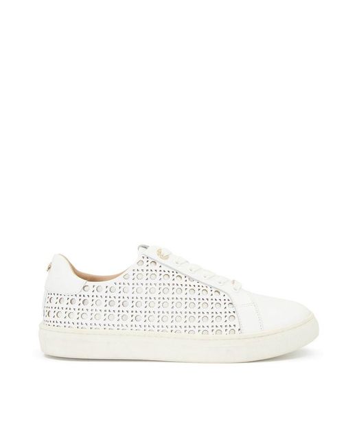 Dune White Ladies Laser-Cut Detail Trainers Ease
