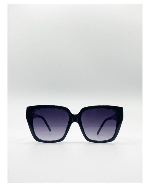SVNX Blue Oversized Plastic Frame Cateye Sunglasses