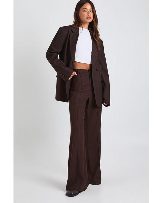 Boohoo Brown Tall Tailored Slim Flare Trousers
