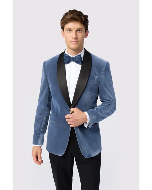 Antique Rogue Blue Smoke Velvet Slim Fit Jacket for men