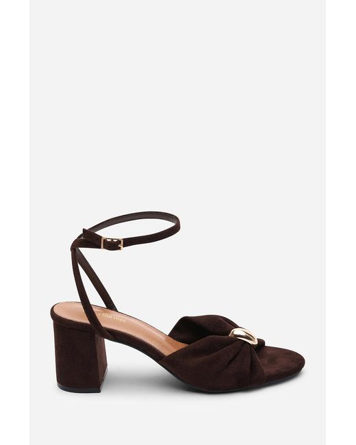Where's That From White 'Bluebird' Block Heel Ruched Buckle Suede Sandal