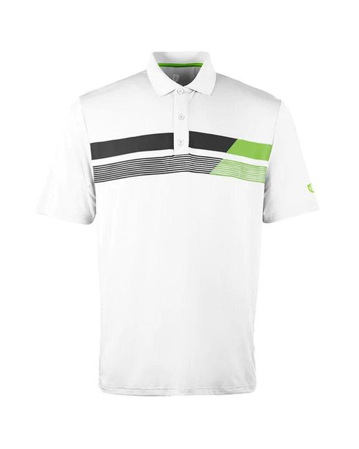 Island Green White Asymetric Print Golf Polo Shirt for men