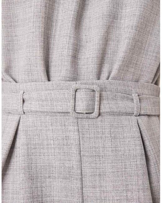 ASOS Gray Tailored Paper Bag Short Playsuit With Belt Detail