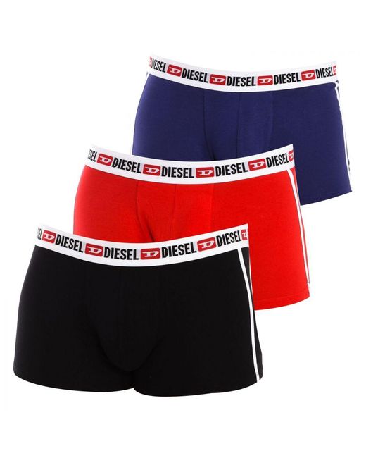 DIESEL Red Pack-3 Breathable Fabric Boxers With Anatomical Front 00Sab2-0Amal for men