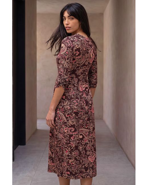 Roman Brown Petite Floral Midi Dress