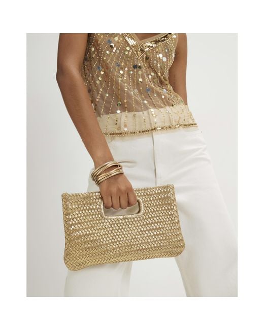 River Island Natural Woven Leather Clutch Bag