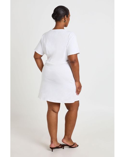 Boohoo White Plus Trim Detail T-Shirt Dress