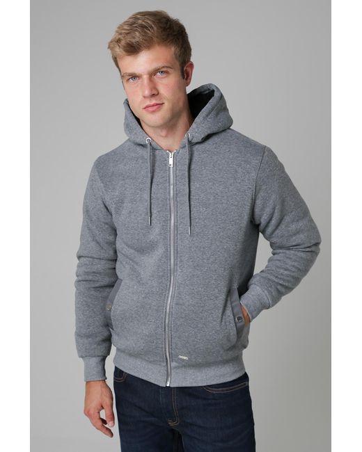 Nines Gray Mid Sherpa Lined Zip-Through Sweatshirt for men