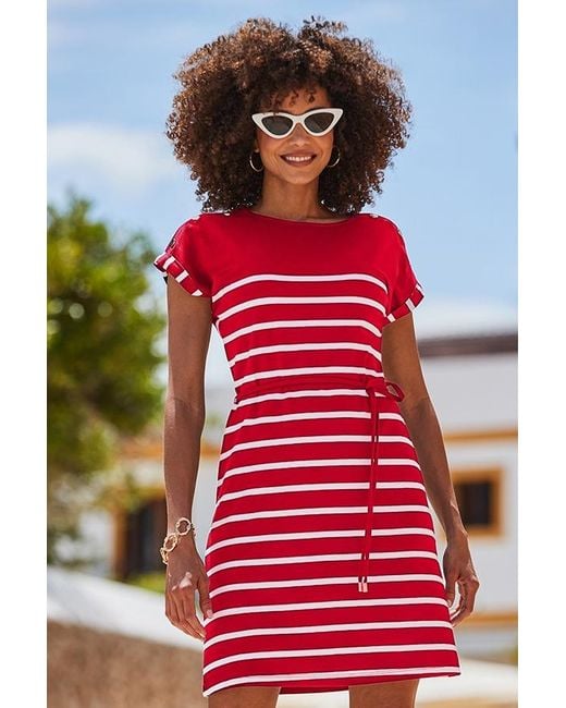 Sosandar Red Stripe T-Shirt Dress