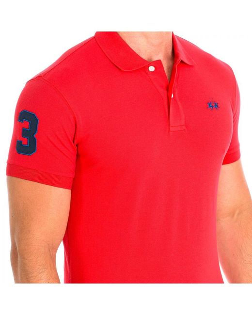 La Martina Red Short Sleeve Polo Tmp300-Pk001 for men