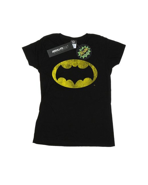 Dc Comics Black Ladies Batman Tv Series Distressed Logo Cotton T-Shirt