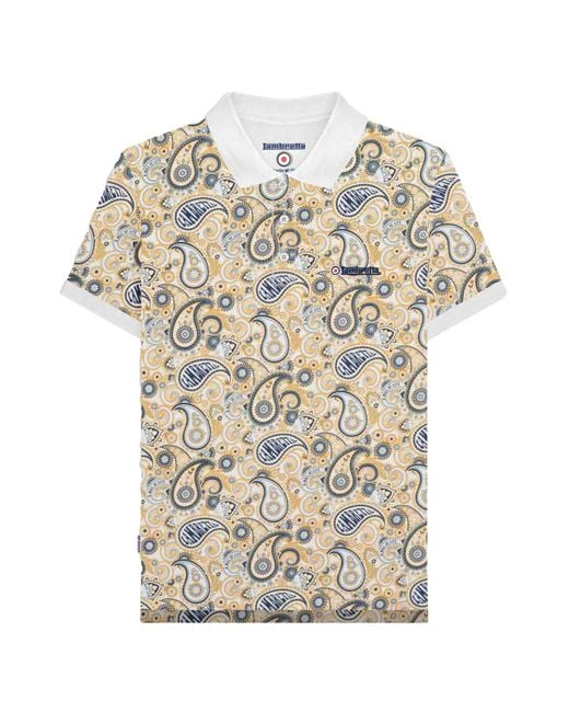 Lambretta Natural Ss25 Paisley Branded Polo Shirt Cotton for men