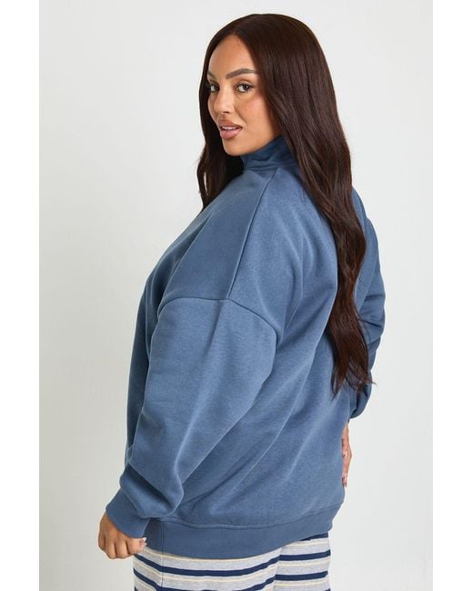 Boohoo Blue Plus Oversized Half Zip Sweatshirt
