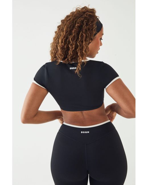DSGN Studio Blue Sculpt Contrast V Neck Crop Top