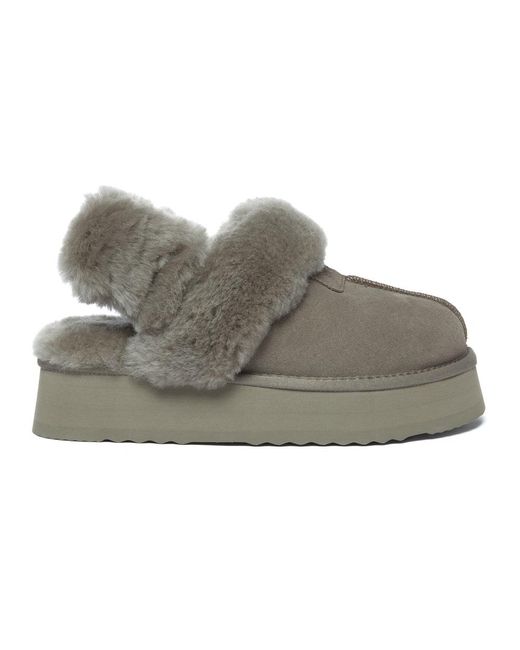 EverAu Australia Gray Ever Au Fantail Leather Slippers With Two Removable Straps