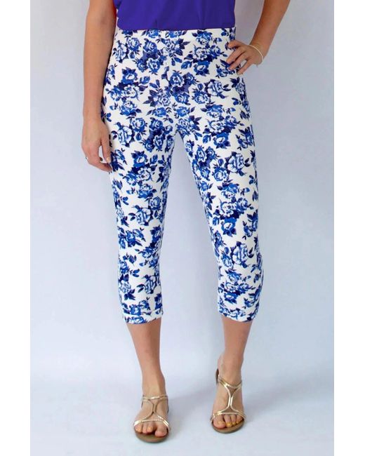 Miss Selfridge Blue Floral Crop Leggings