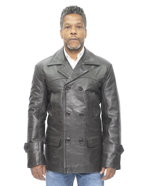 Infinity Leather Gray Cowhide Peacoat-Krakaw for men