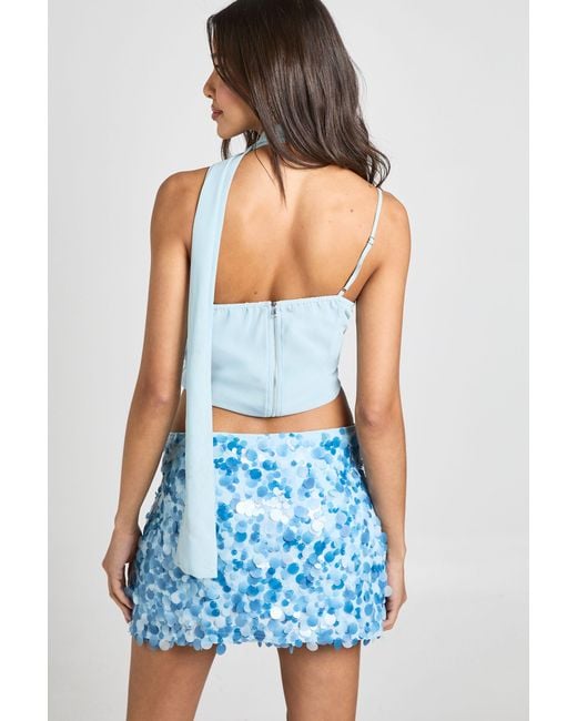 Boohoo Blue Matte Mixed Sequin Mini Skirt
