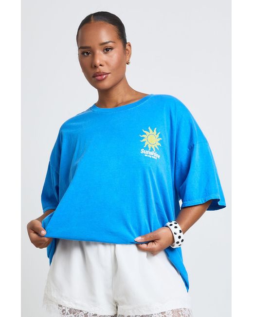 Boohoo Blue Plus Sunshine Printed T Shirt