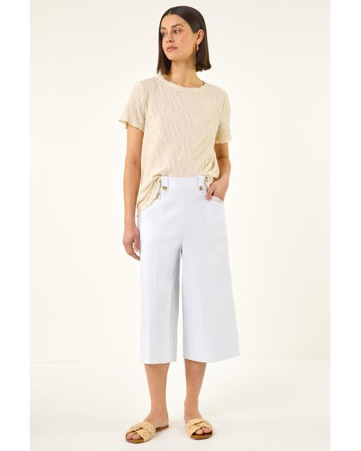 Roman White Wide Hem Cropped Trouser