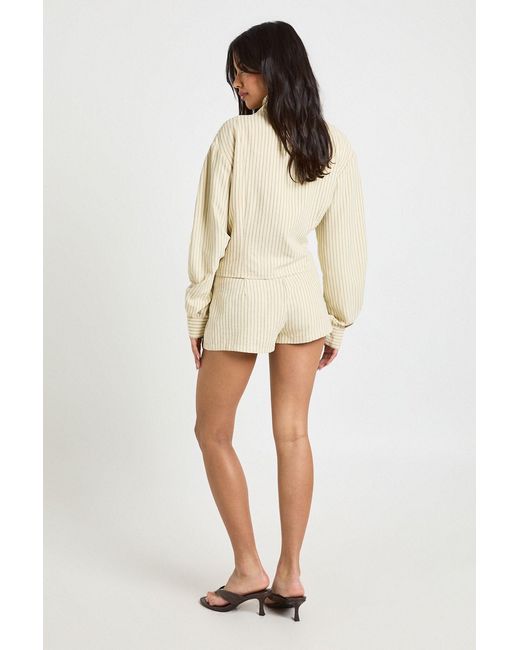 Boohoo Natural Stripe Fitted Short