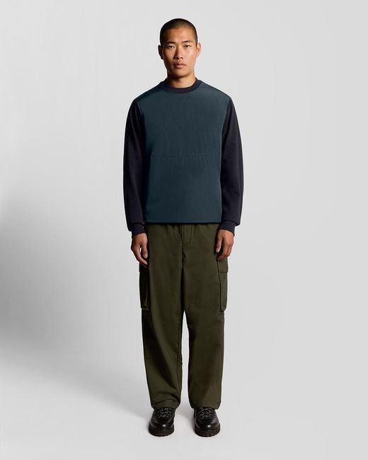 Lyle & Scott Blue Half Raglan Hybrid Sweatshirt for men