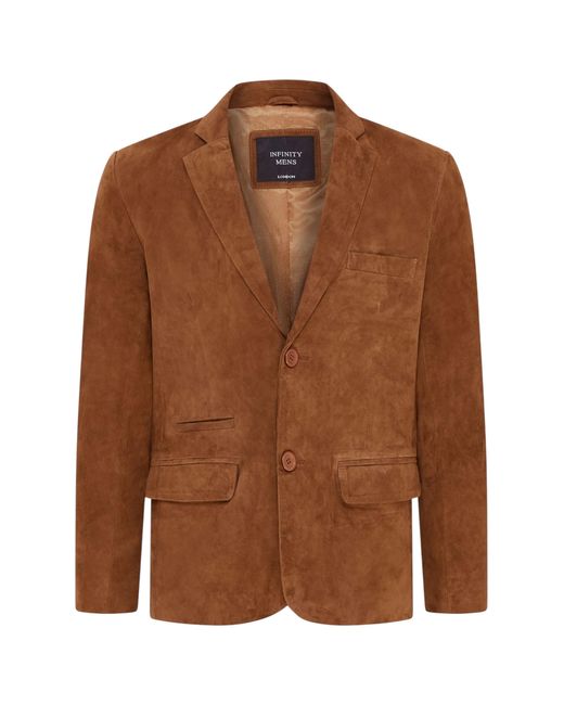Infinity Leather Brown Italian Tan Suede Blazer Jacket for men