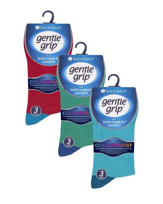 Gentle Grip Black 9 Pairs Non Elastic Cotton Soft Loose Top Socks for men
