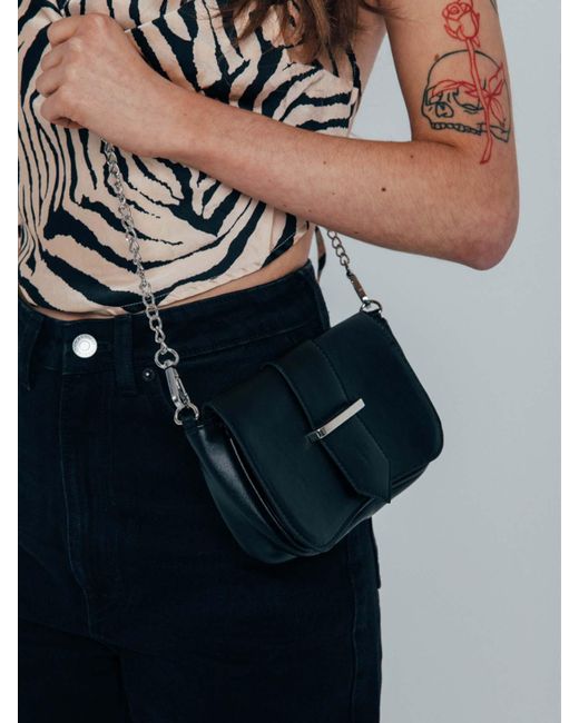 SVNX Black Freya Faux Leather Crossbody Bag