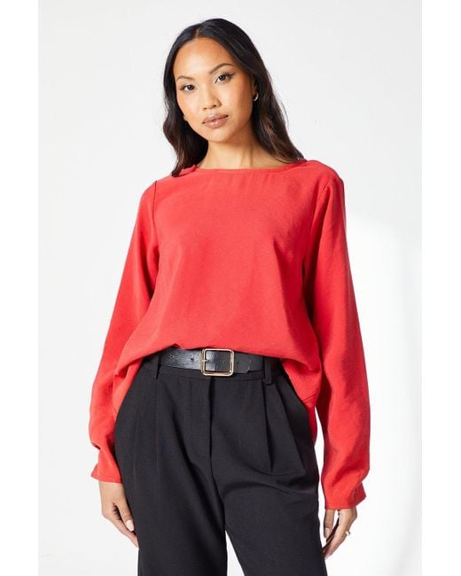 PRINCIPLES Red Sleeve Detail Top