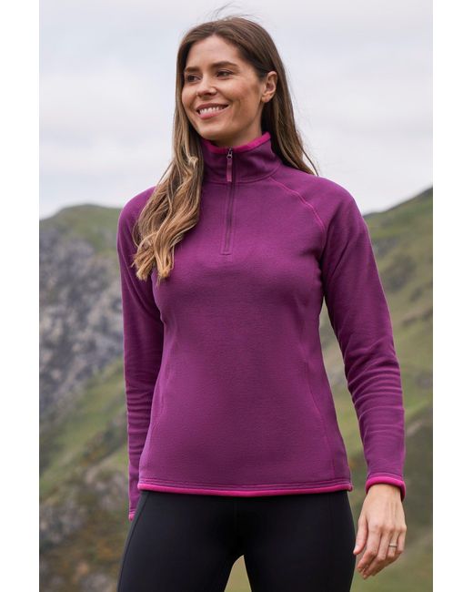 Mountain Warehouse Purple 'Montana' Microfleece Jacket Half Zip Breathable Quick Dry Sweater