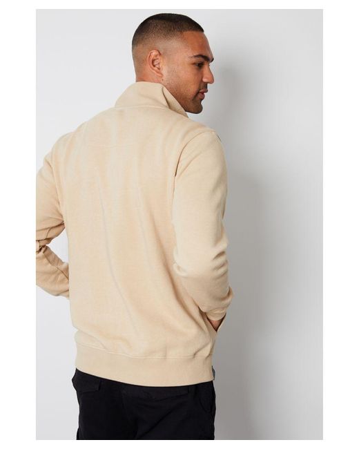 Threadbare Natural Light 'Patrick' Quarter Zip Neck Sweatshirt for men