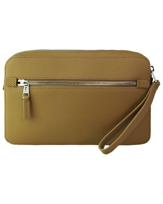 Lacoste Green Leather Pouch Bag for men