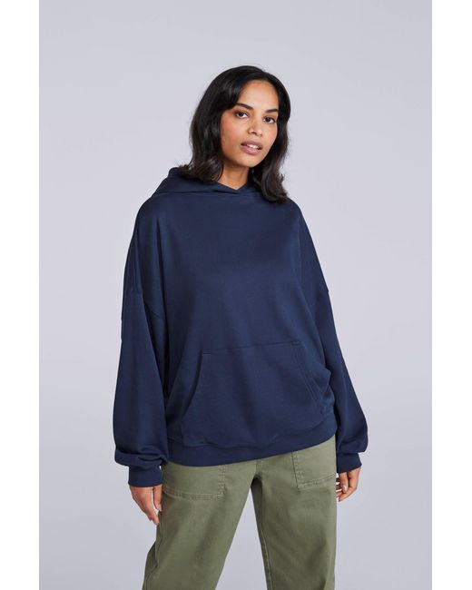 Mountain Warehouse Blue 'Idol' Logo Drop Shoulder Hoodie With Kangaroo Pocket Warm Sweatshirt Cotton