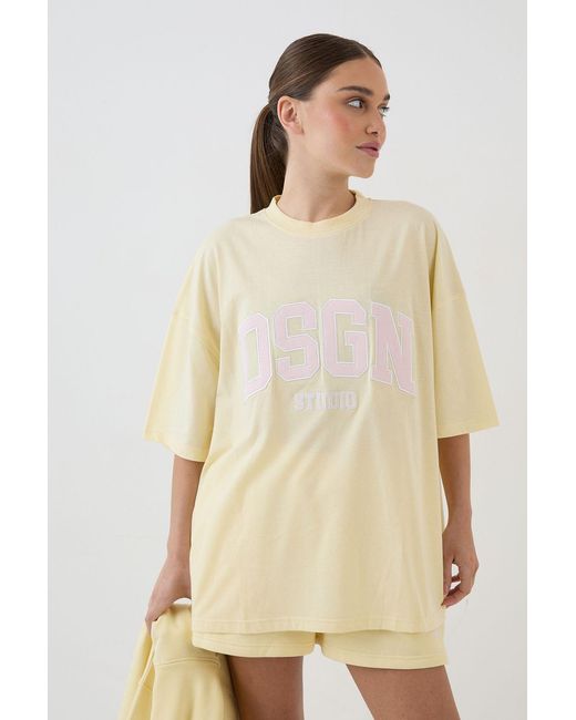 DSGN Studio Natural Collegiate Applique Oversized T-Shirt