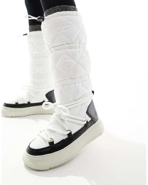 Pajar White High Leg Quilted Snow Boots