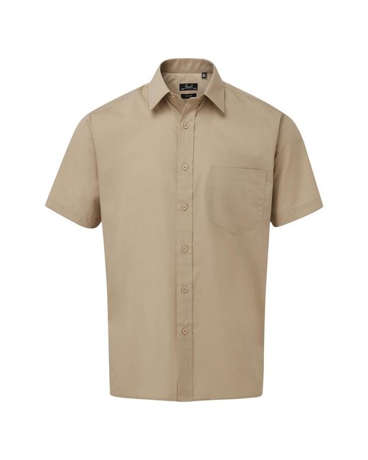 PREMIER Natural Short Sleeve Poplin Shirt for men