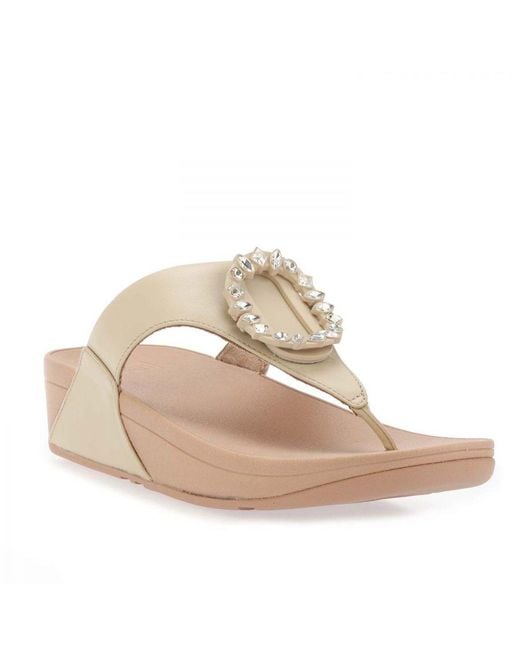 Fitflop White Womenss Fit Flop Lulu Crystal-Circlet Toe-Post Sandals