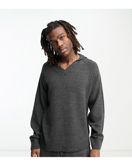 Collusion Gray Knitted Jumper With Collar for men