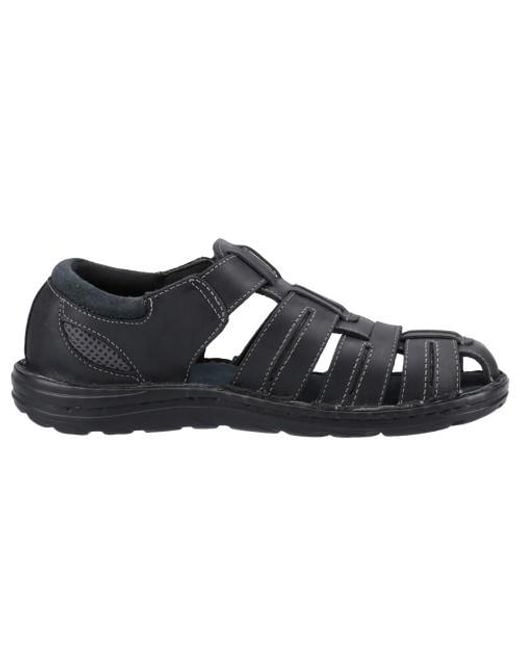 Hush Puppies Black Albert Fisherman Leather Sandals for men