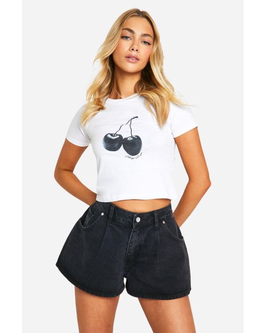 Boohoo White Extreme Wide Leg Denim Short