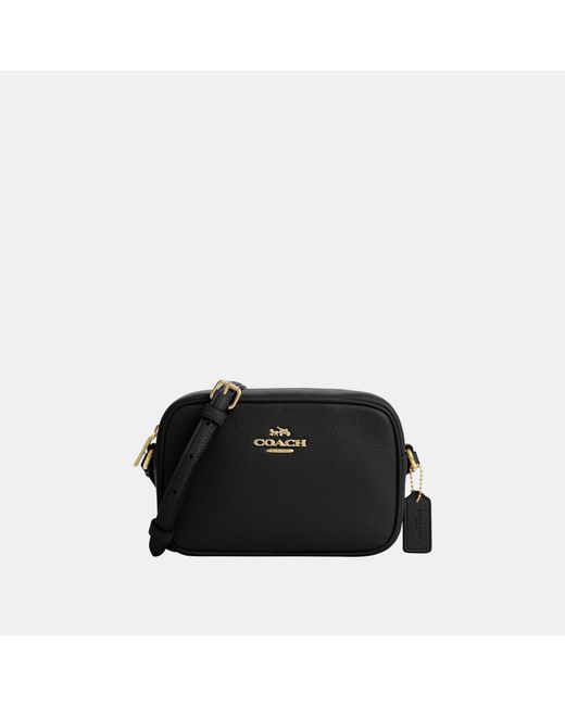 COACH Black Refined Pebbled Leather Mini Jamie Camera Bag