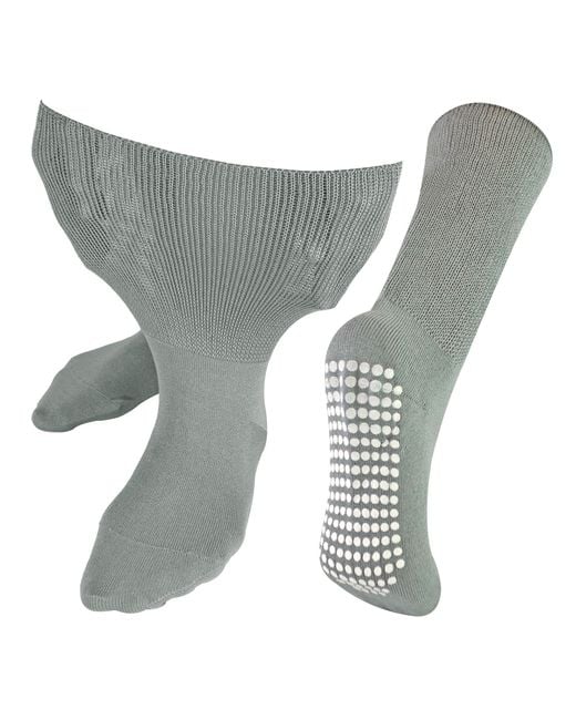 Dr.Socks Gray Extra Wide Oedema Socks With Non Slip Grips for men