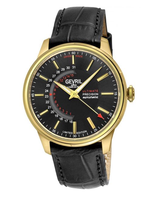 Gevril Gray Guggenheim Sellita Sw220 Custom Date Wheel Genuine Italian Handmade Leather Watch for men