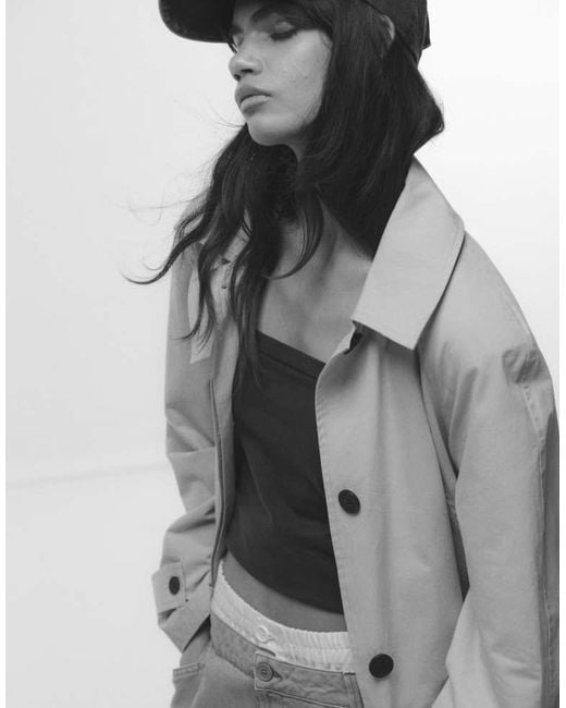 TOPSHOP Gray Ultimate Formal Trench Coat With Extreme Shoulders