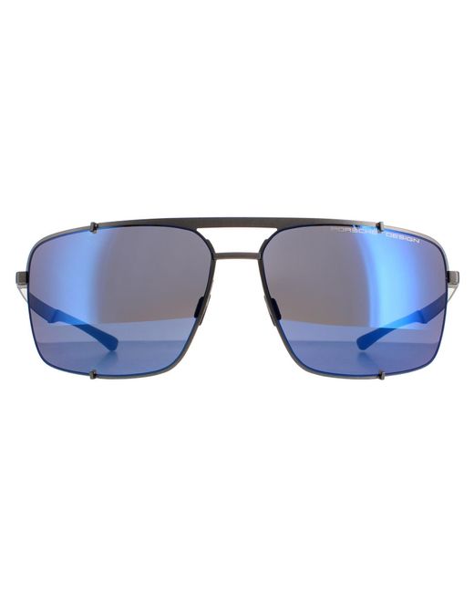 Porsche Design Zonnebril P8919 D Gunmetal Zwart Sterke Donkerblauwe Spiegel in het Blue voor heren
